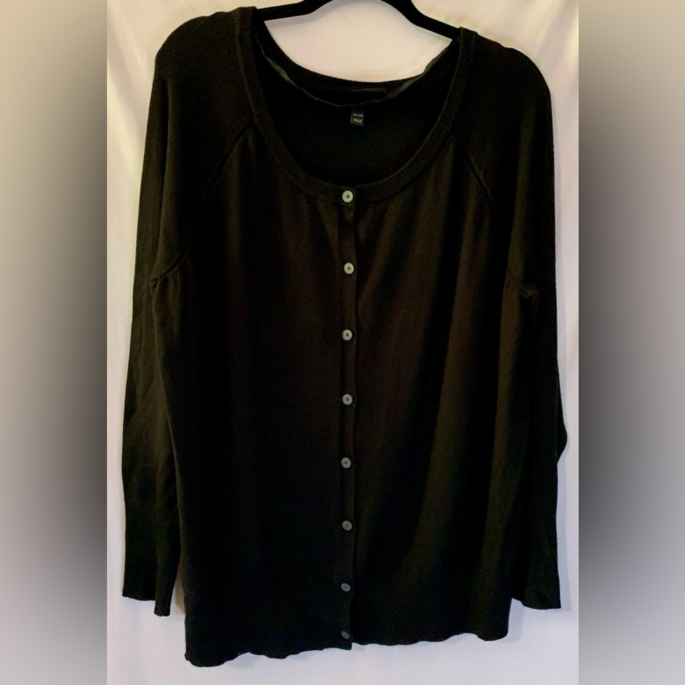Lane Bryant Black Button Down Long Sleeve Cardigan Sweater Top